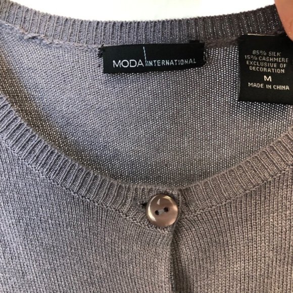 Moda International grey silk cashmere cardigan - Picture 5 of 5
